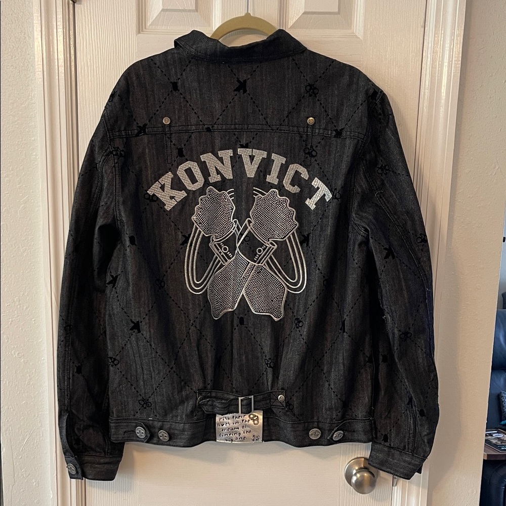 Black Graphic Denim Jacket Konvict